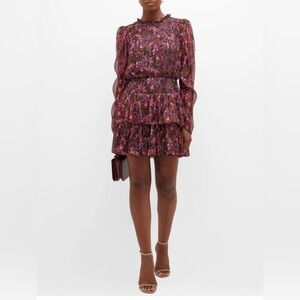 Saloni Ava Ruffled Mini Dress in Canopy